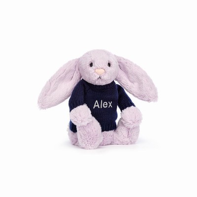 Jellycat Bashful Lilac Conejo with Navy Jumper | AJTO-92467